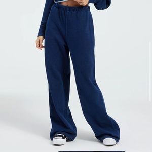 Good American Wide Leg Sweatpants Dark Blue Small